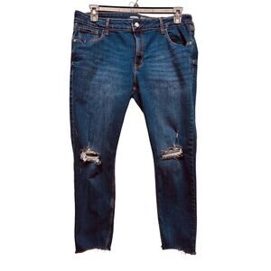 Old Navy Women's Rockstar Super Skinny Mid-Rise Distressed Jeans Size 16 Long